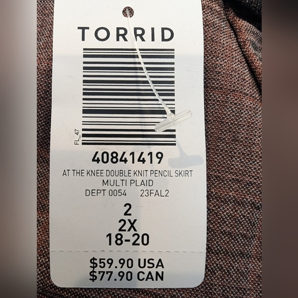 Torrid At The Knee Double Knit plaid jacquard Pencil Skirt Size 2x NWT - Picture 6 of 9